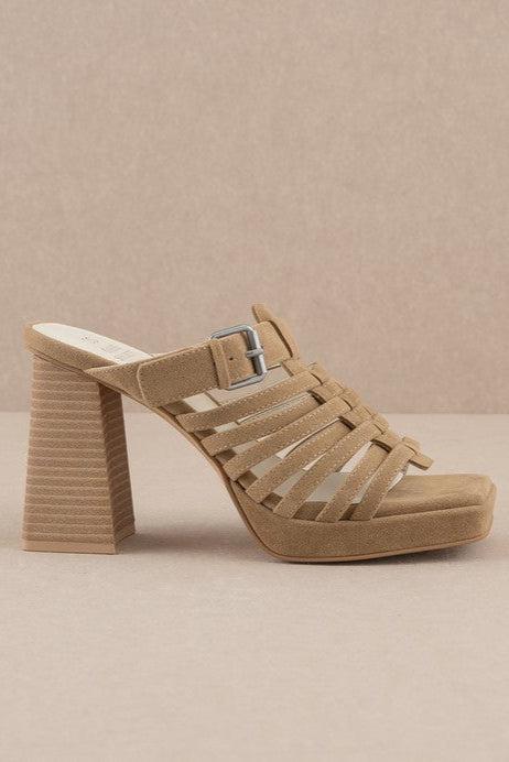 Trista Basketweave Buckle Heels