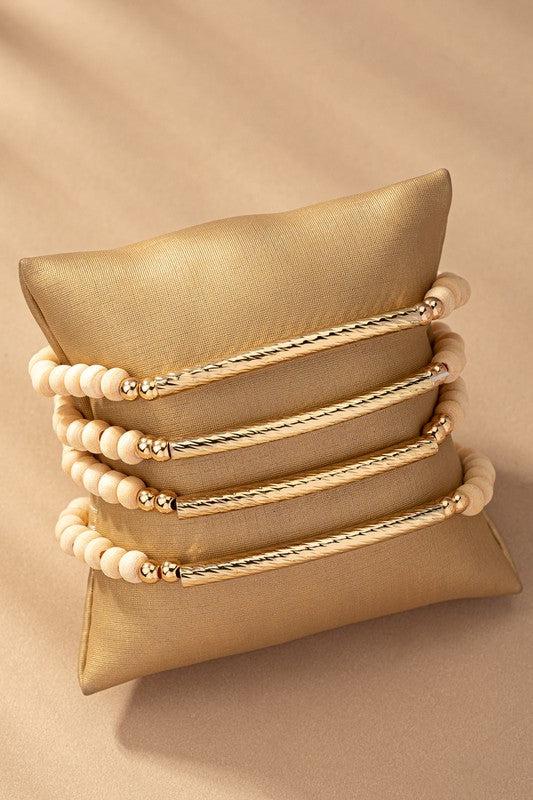 Wood Bead Stretch Bracelet Set