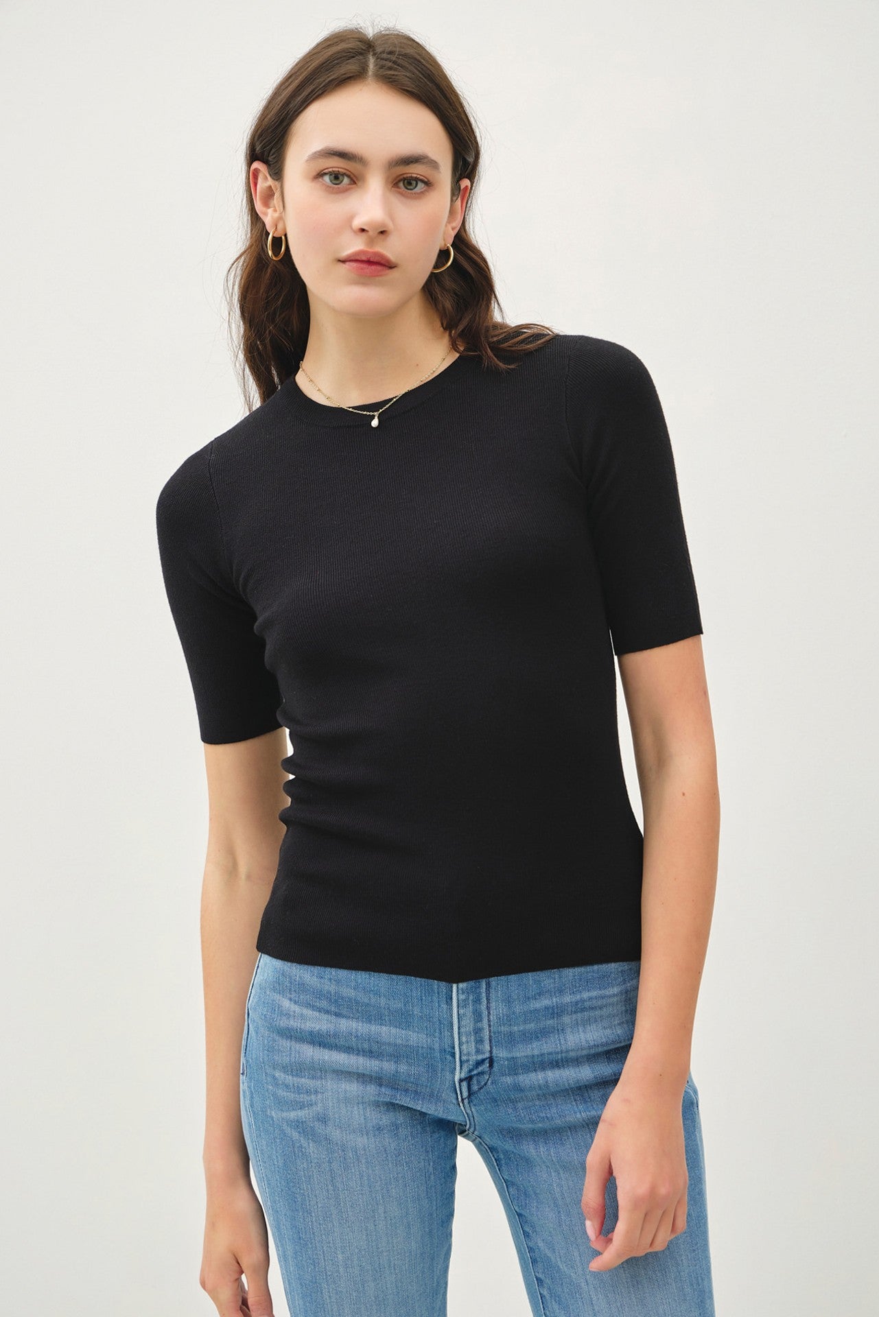 Mille Half Sleeve Ribbed Sweater