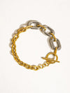 Mixed metal silver and gold multi chain bracelet