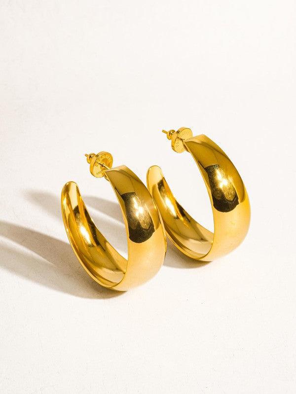 18K Gold Non-Tarnish Classic C Hoop Earring