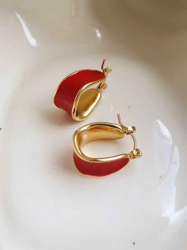 LUXE Red Stripe Hoops