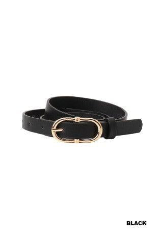 Black belt with gold buckle on a white background