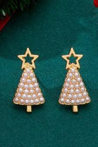 Pearl-embellished Christmas Tree Stud Earrings
