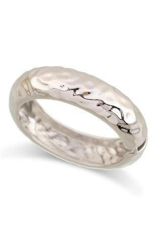 Silver Bangle with hammered texture surface