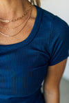 Adeline Scoop Neck Ribbed Tee