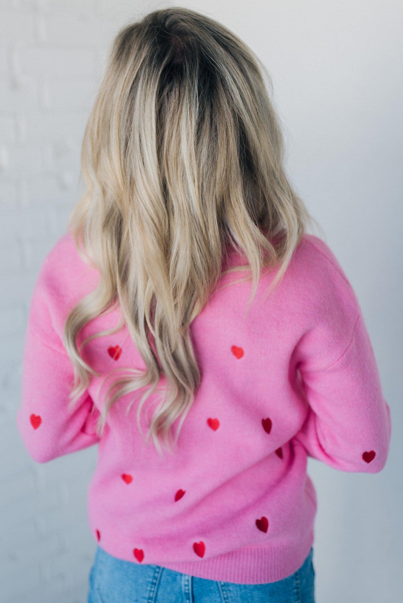 All Over Hearts Embroidered Sweater
