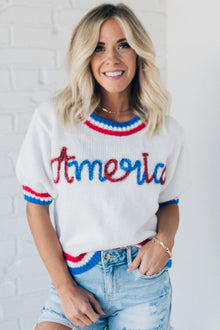  America Puff Sleeve Sweater