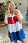 Americana Colorblock Gauze Mini Dress