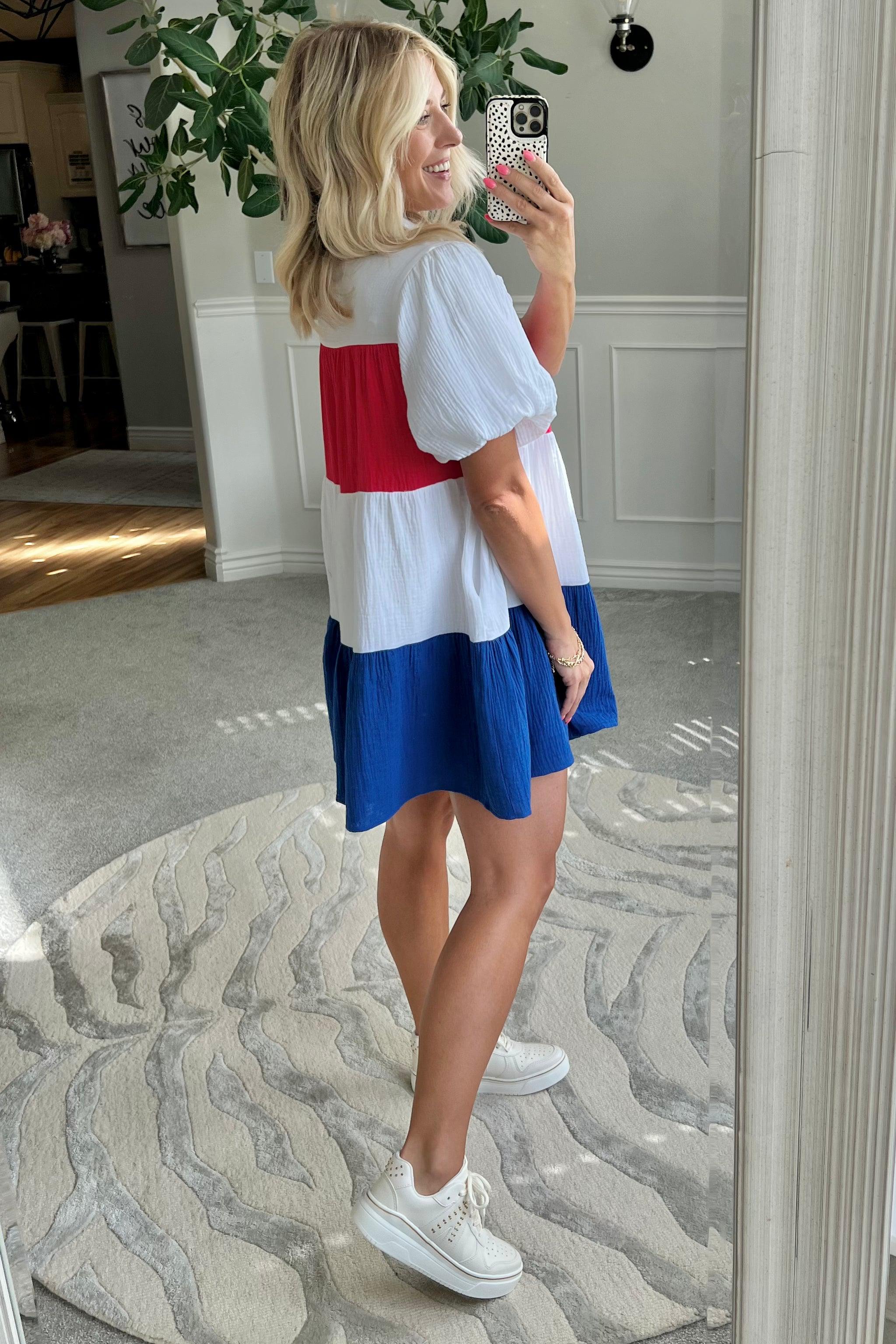 Americana Colorblock Gauze Mini Dress