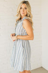 Asher Button Front Striped Dress