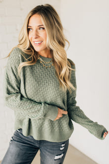  Basketweave Textured Sweater