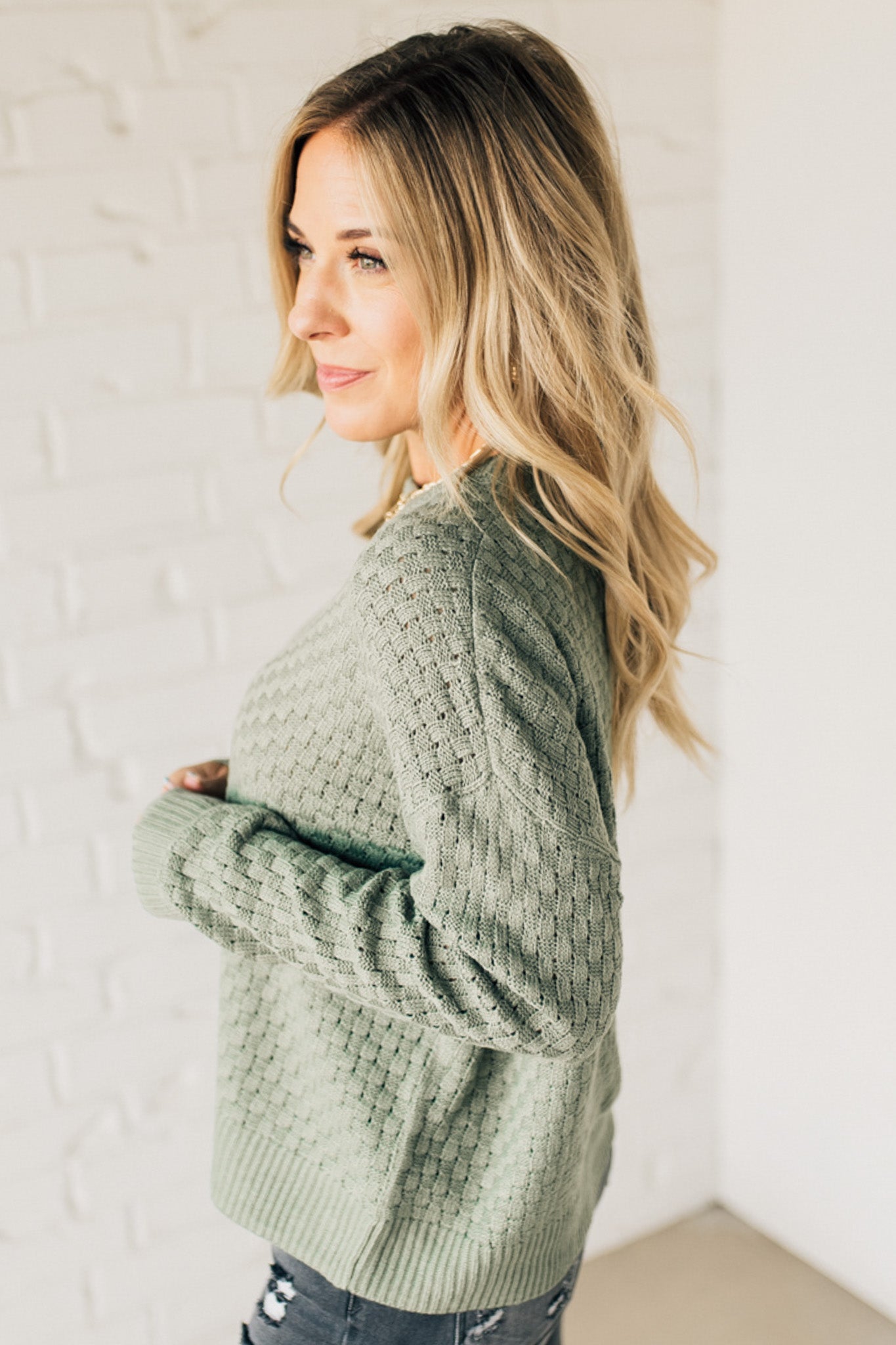 Basketweave Textured Sweater