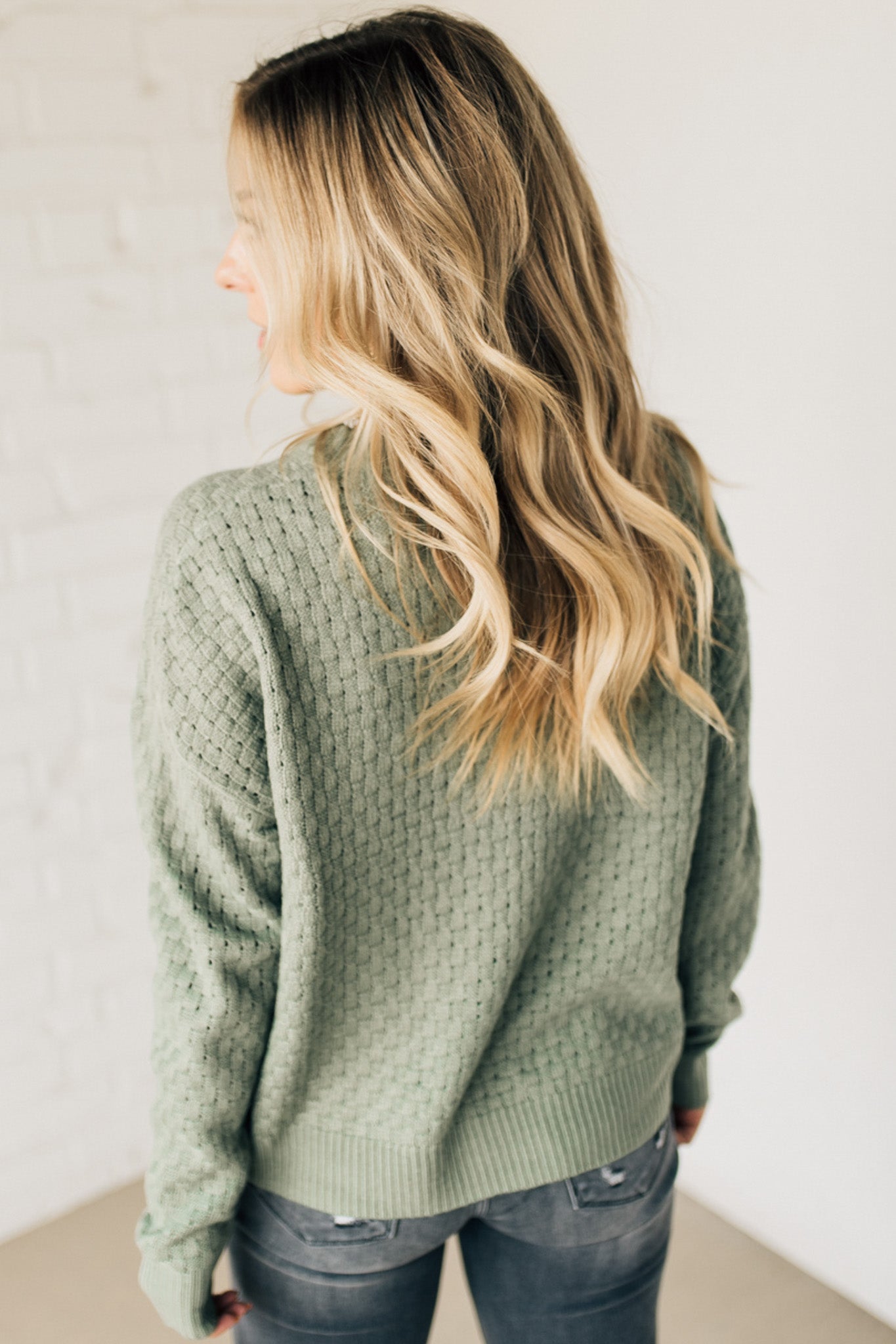 Basketweave Textured Sweater