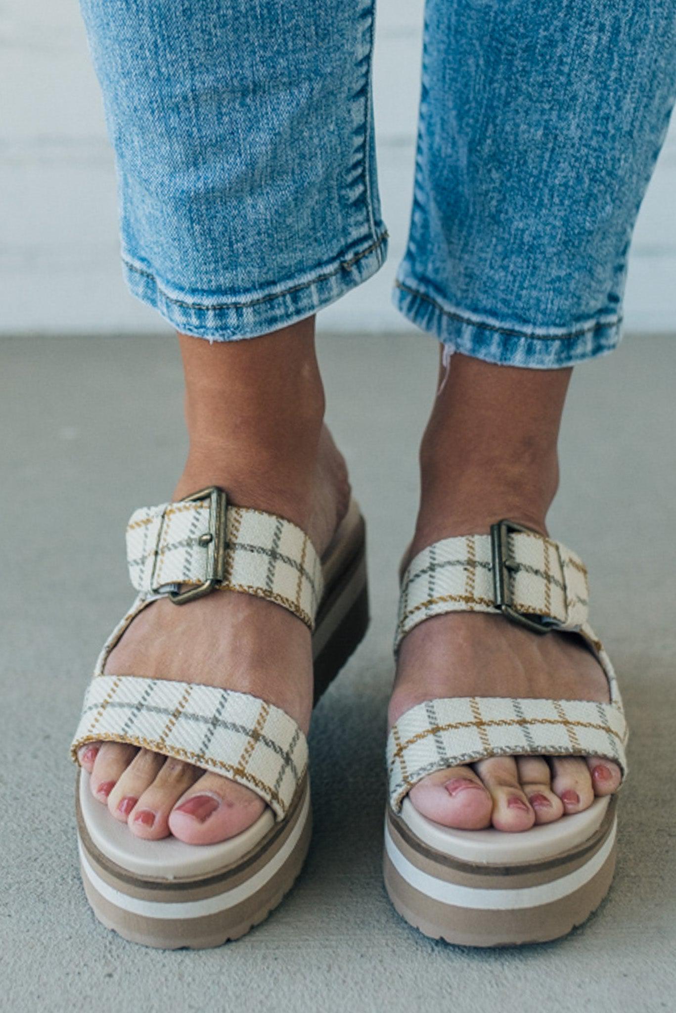 Betty Buckled Plaid Platform Sandals