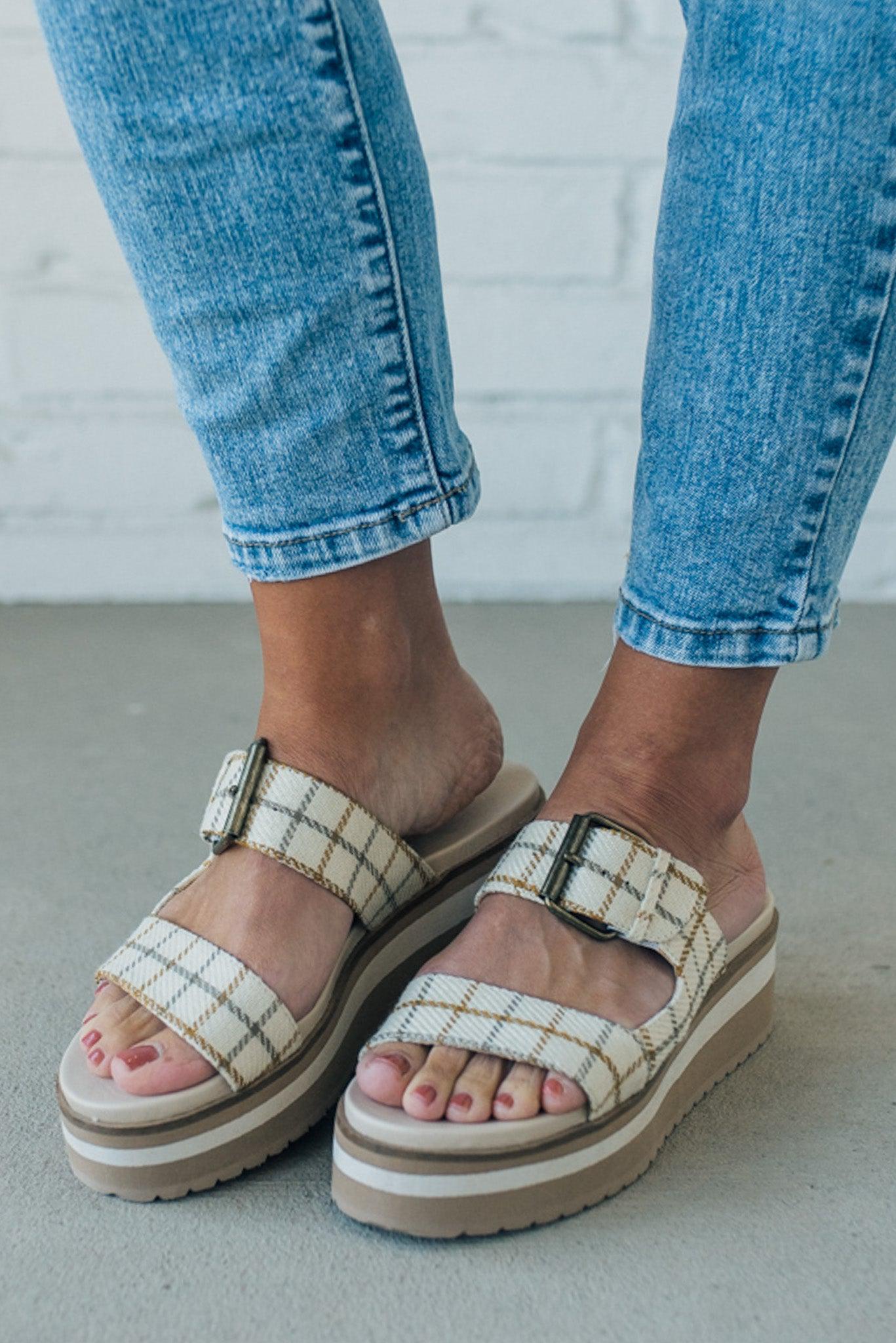 Betty Buckled Plaid Platform Sandals