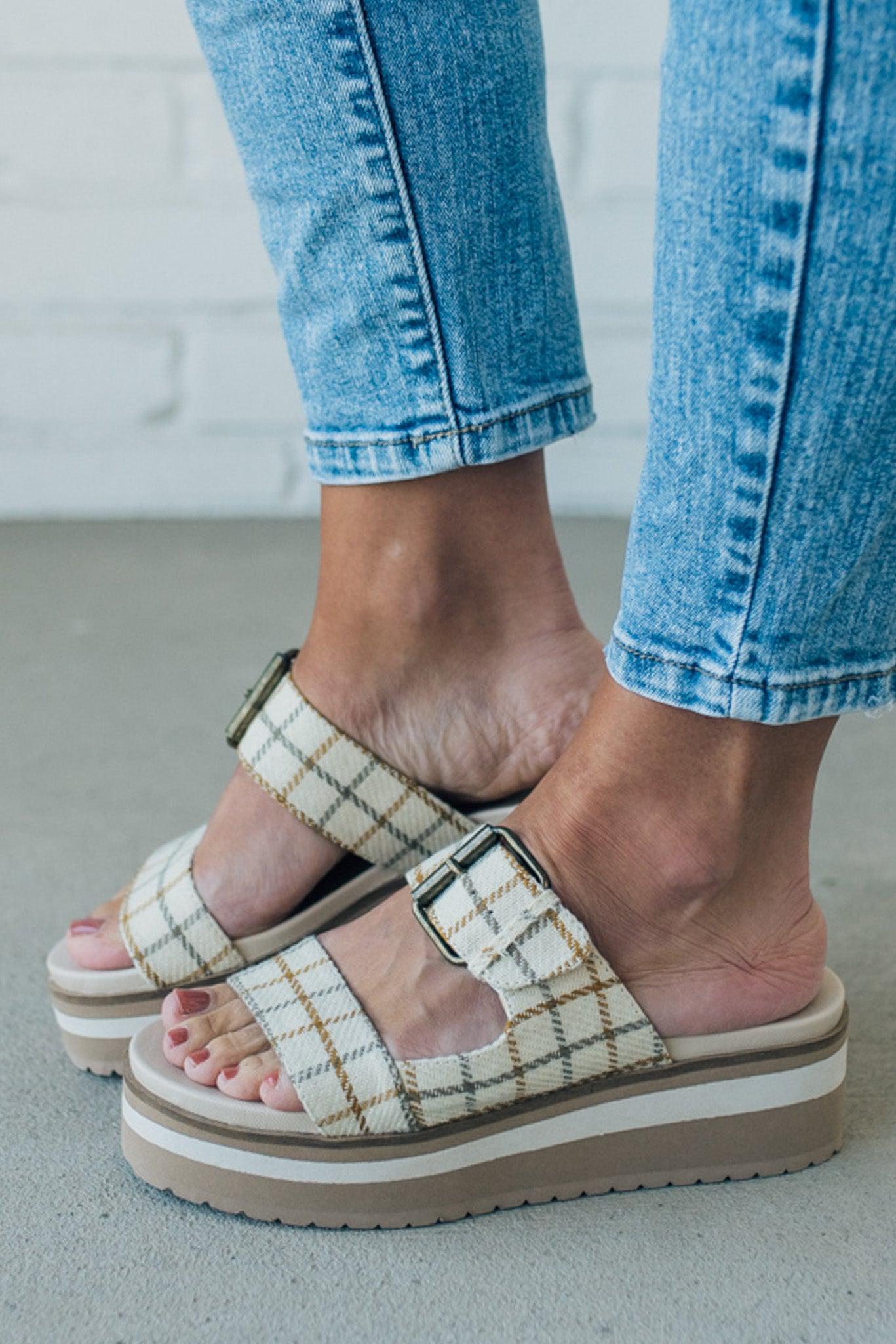 Betty Buckled Plaid Platform Sandals