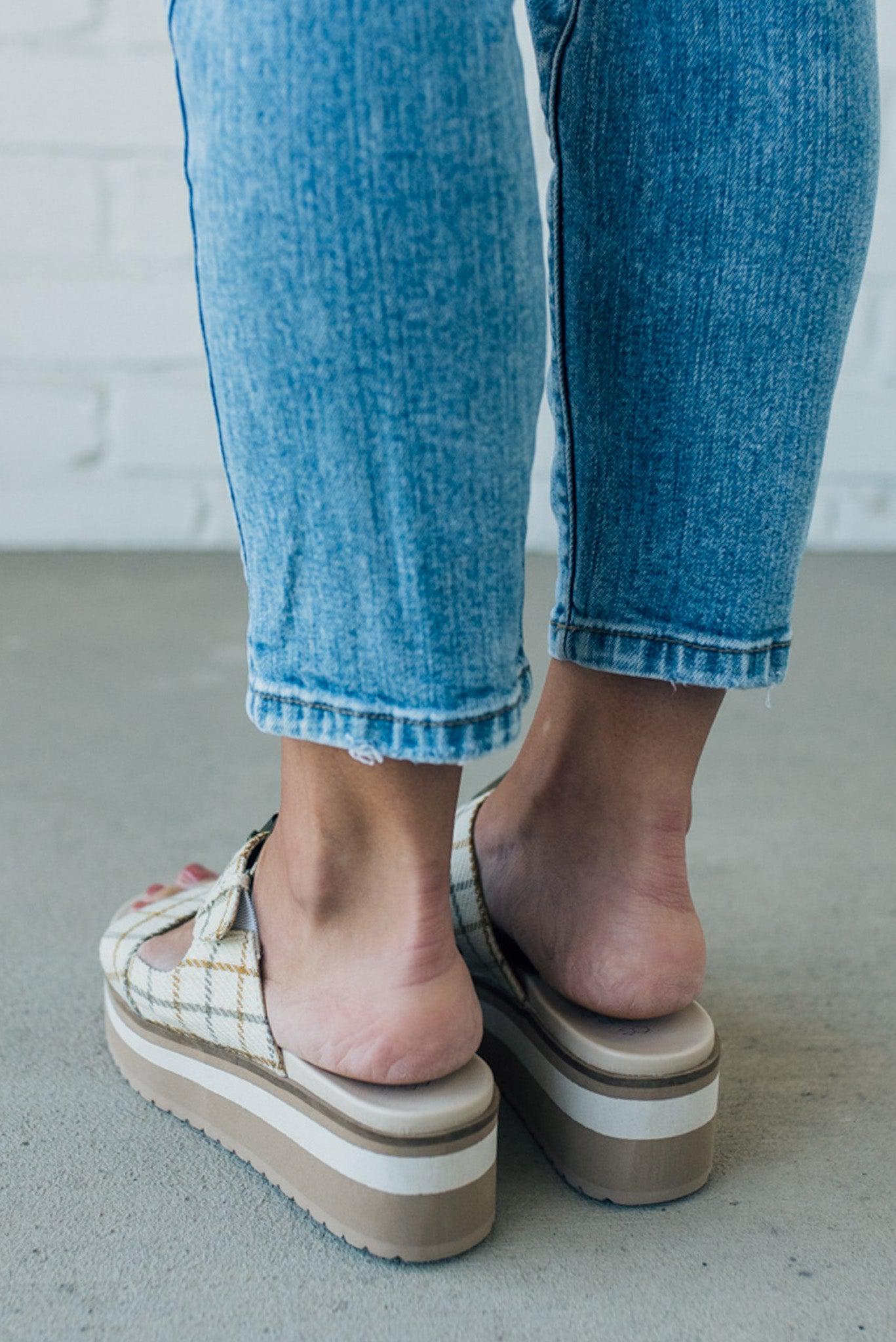 Betty Buckled Plaid Platform Sandals