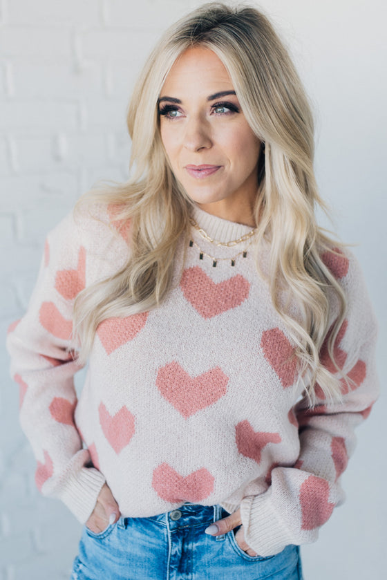 Blushed Hearts Sweater