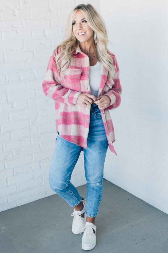 Blushing Brushed Flannel Shacket