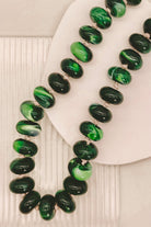 Dark Green Marbled Colorful Bead Bubble Necklace.