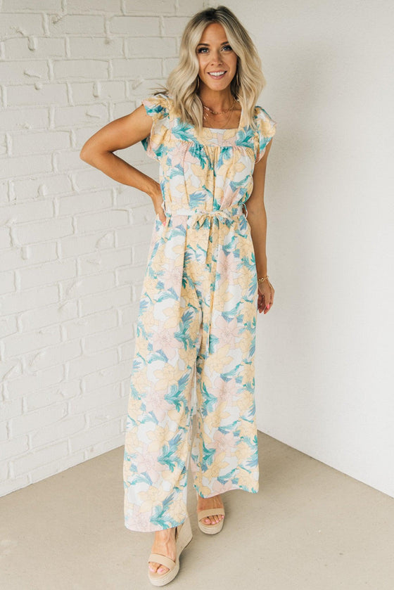 Bold Bouquet Tie Waist Jumpsuit