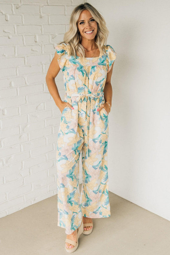 Bold Bouquet Tie Waist Jumpsuit