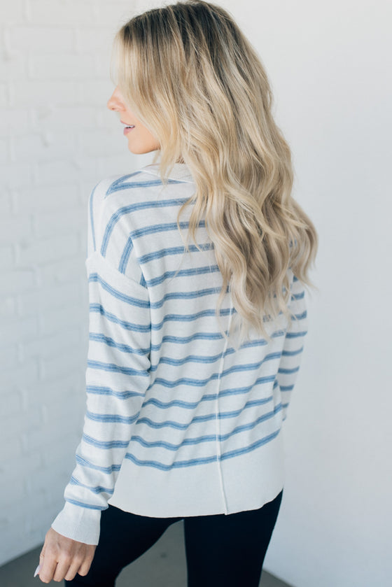 Bowie Striped Seam Front Sweater