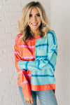 Bright Contrast Stripe Pullover