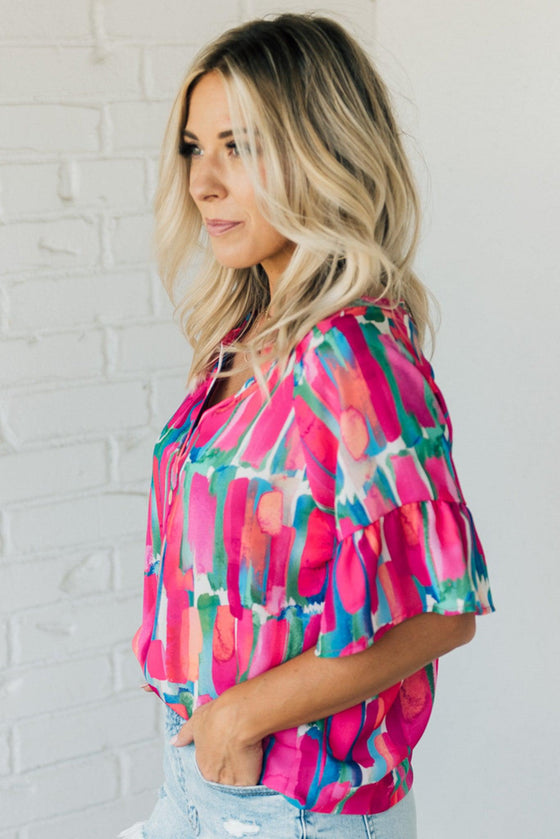 Brushstroke Button Accent Top