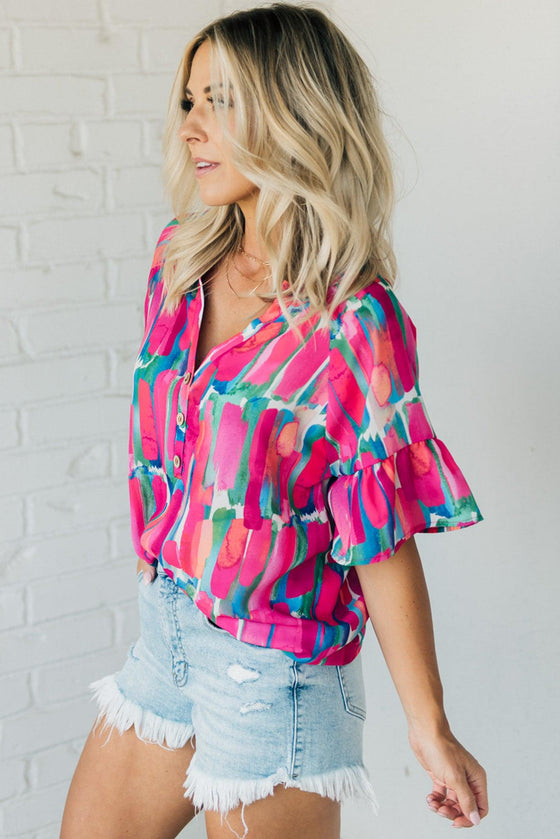 Brushstroke Button Accent Top
