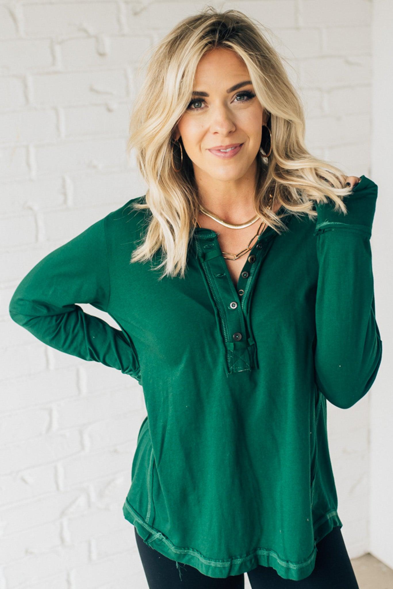 Give Your Best Long Sleeve Henley Top- Hunter Green – The Pulse