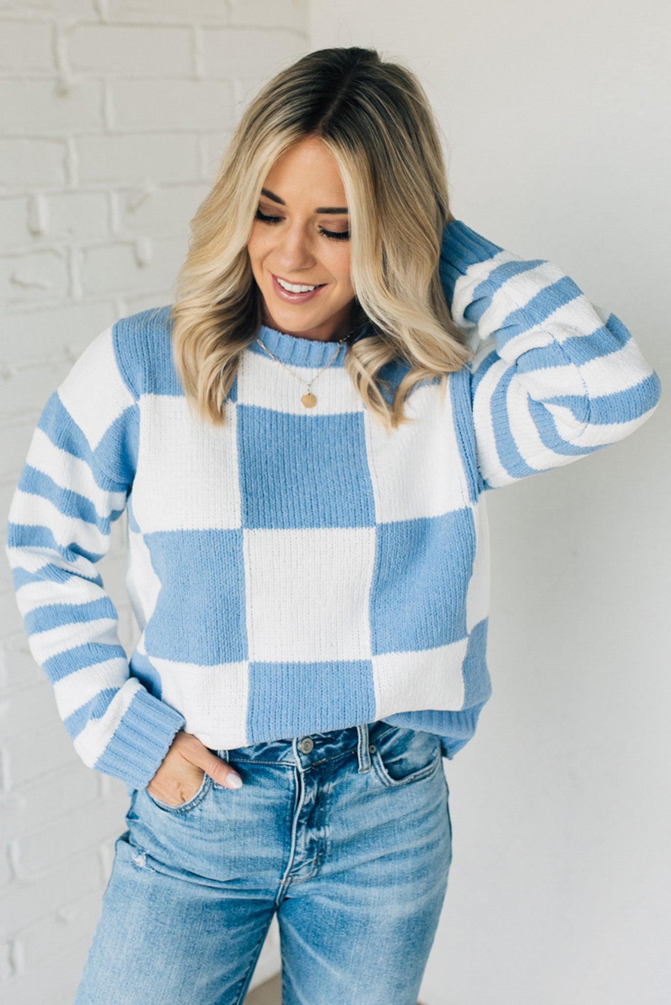 Chenille Check and Stripe Sweater