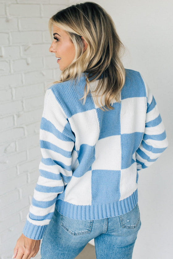 Chenille Check and Stripe Sweater
