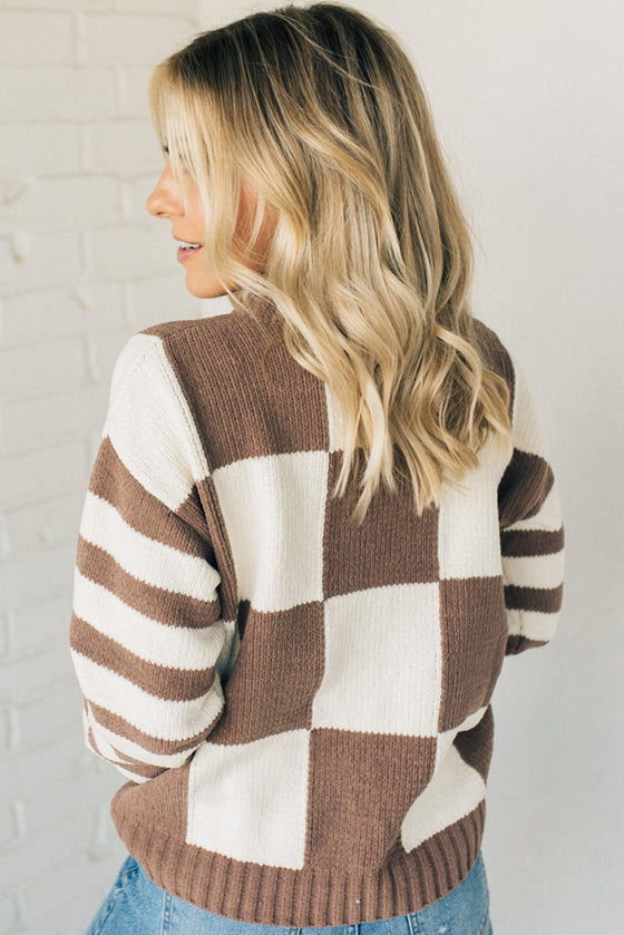 Chenille Check and Stripe Sweater