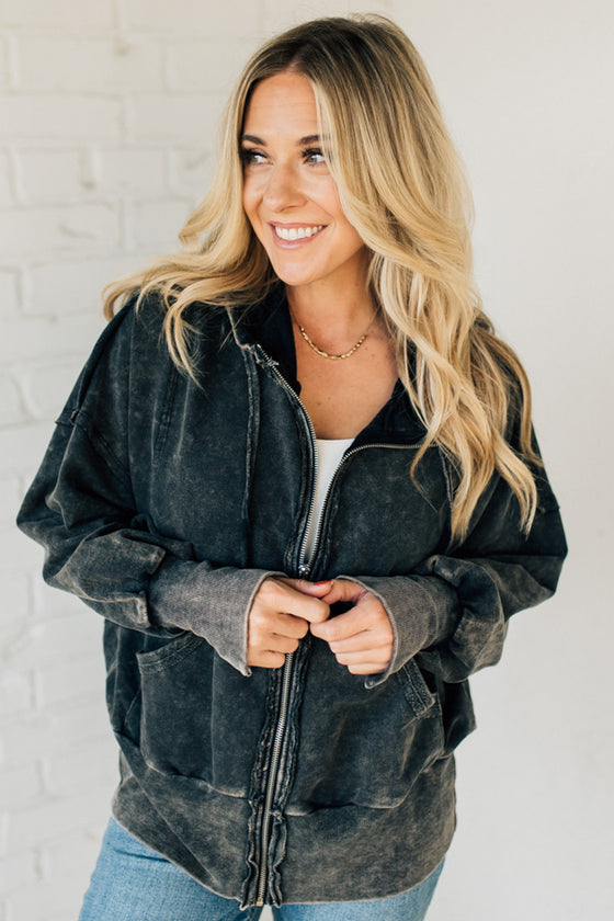 Chrissy Acid Wash Zipper Jacket