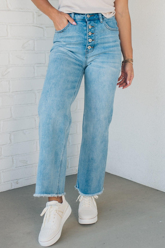 Chrissy Wide Leg Button Front Jeans