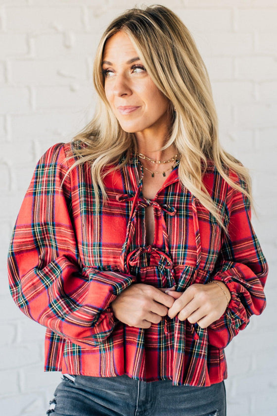 Christa Plaid Triple Tie Top