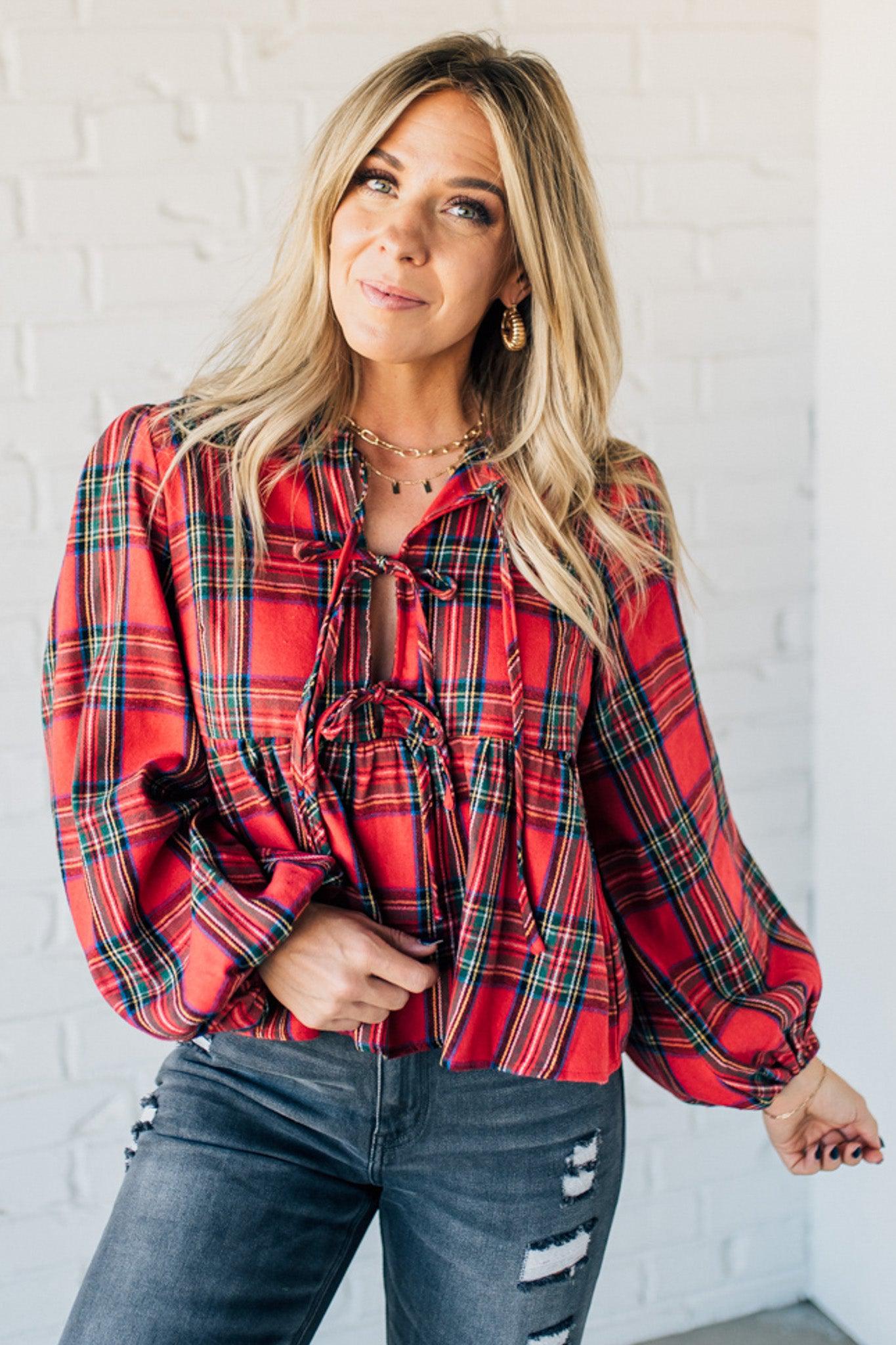 Christa Plaid Triple Tie Top