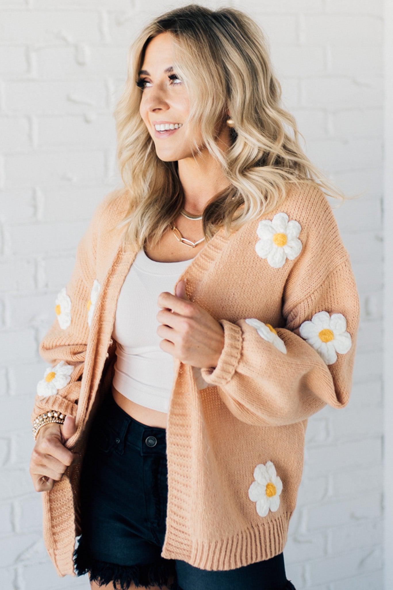 Hot Pink Daisy Floral Button Down Cardigan · Filly Flair