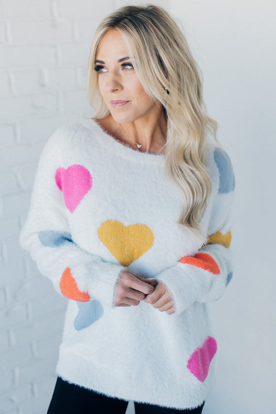 Conversation Heart Eyelash Sweater