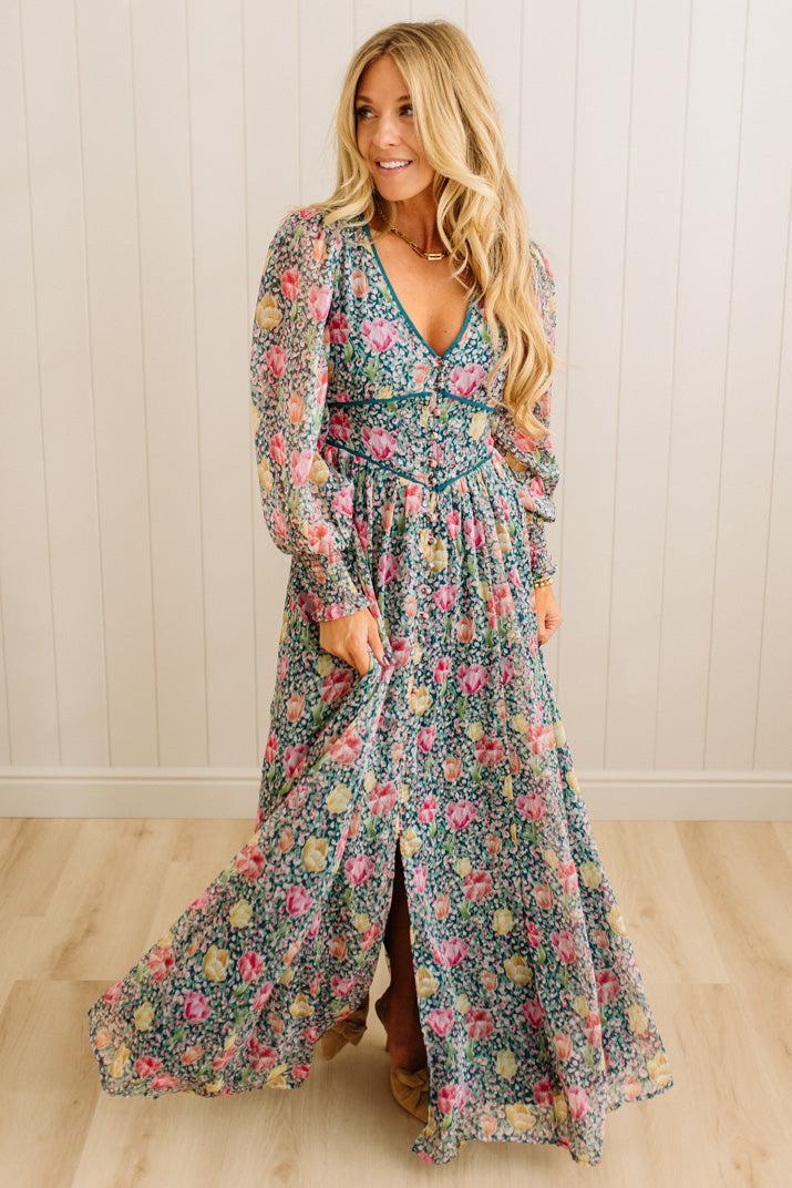 Cosette Floral Maxi Dress – RubyClaire Boutique