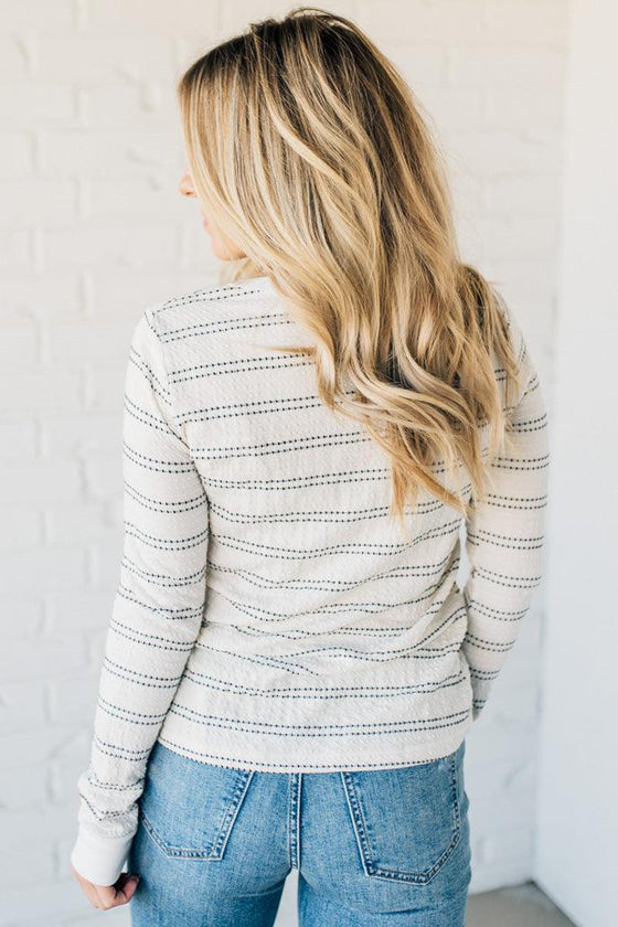 Crewneck Textured Stripe Top