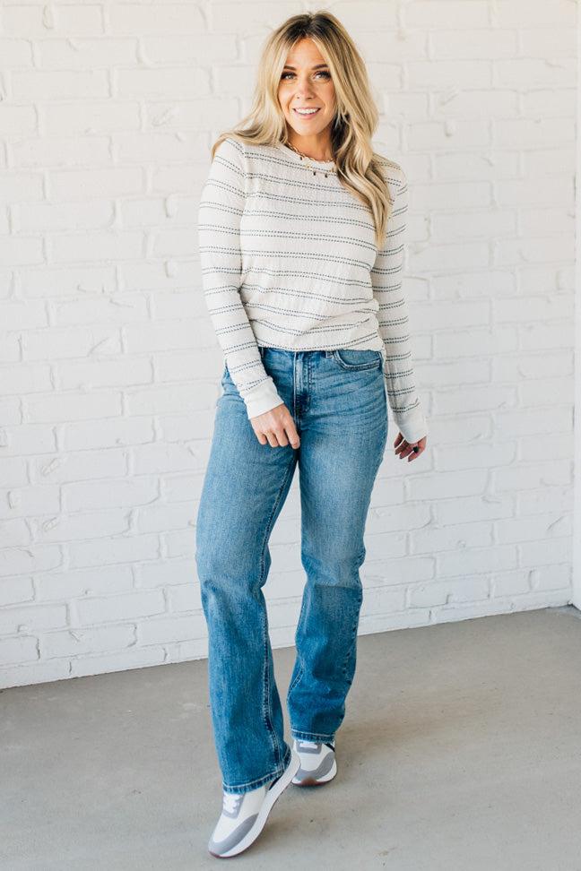 Crewneck Textured Stripe Top