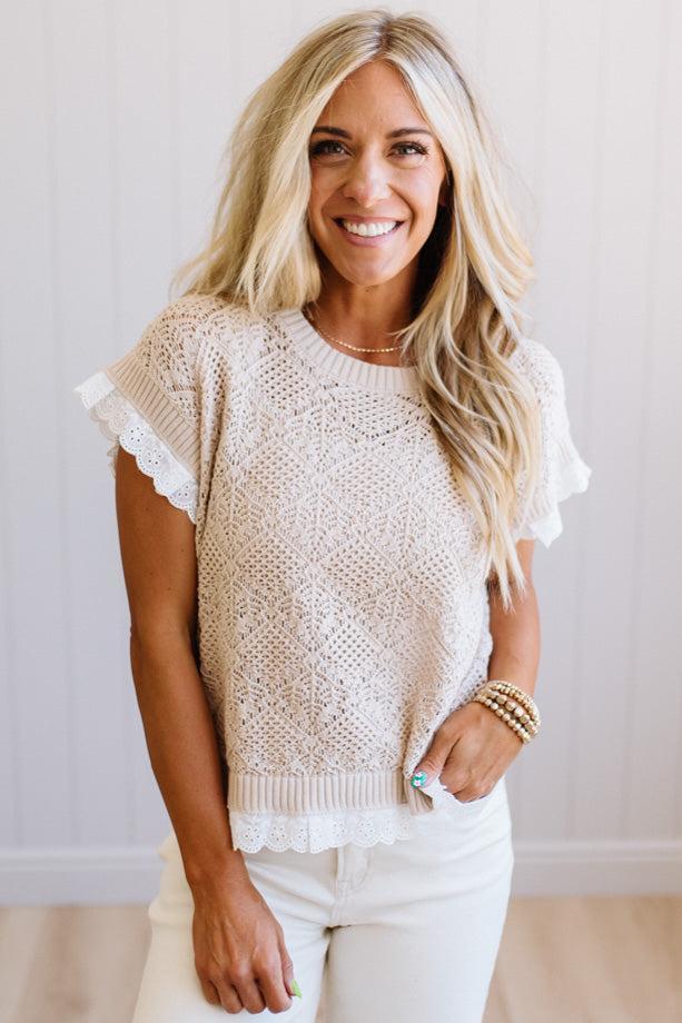 Crochet + Eyelet Lace Top – RubyClaire Boutique