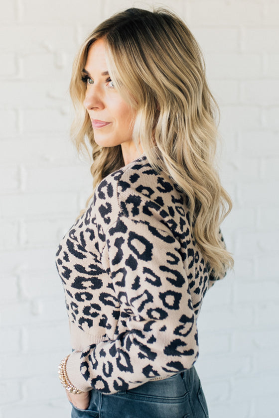 Cropped Animal Print Cardigan