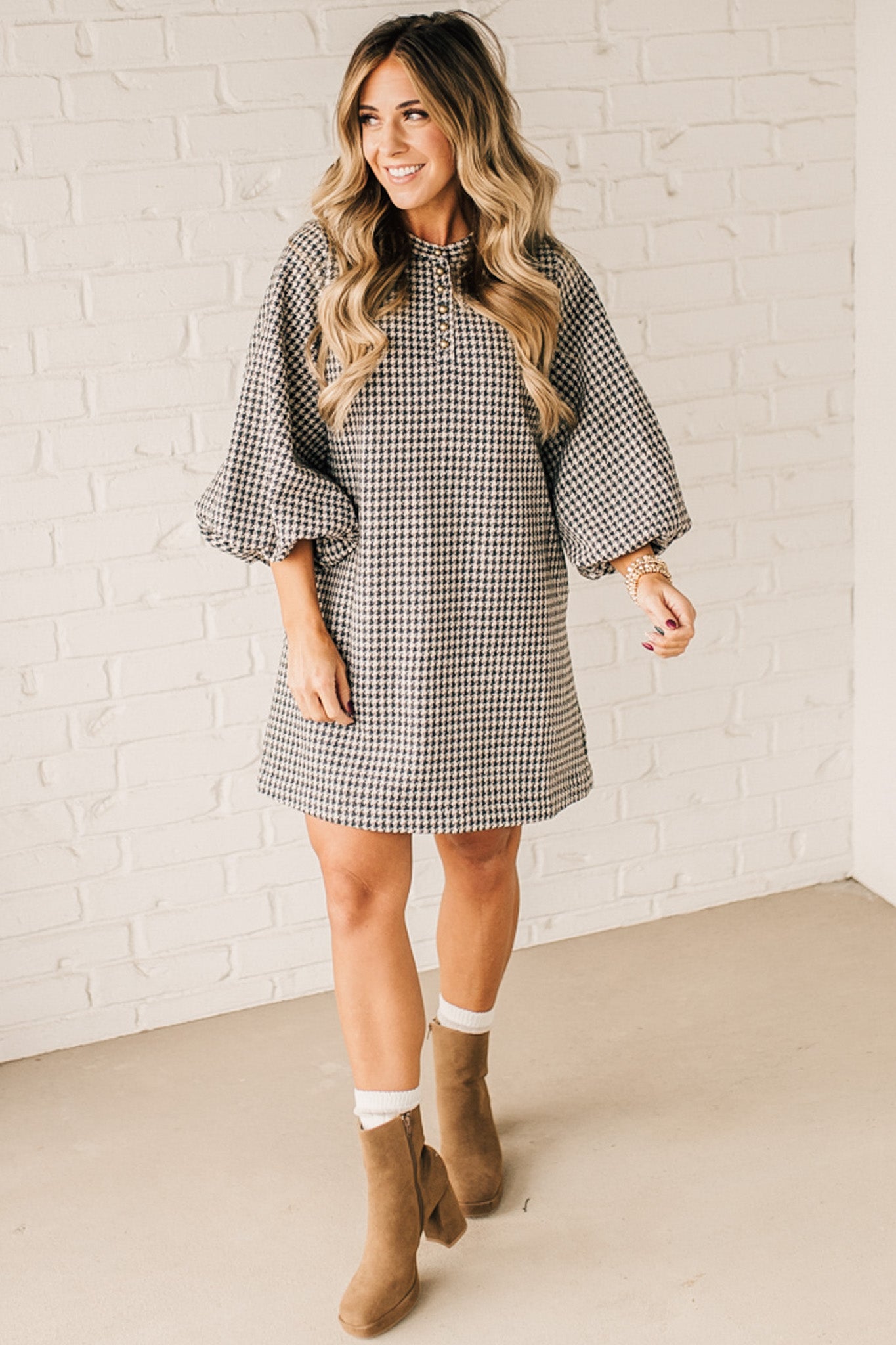 Daphne Houndstooth Dress