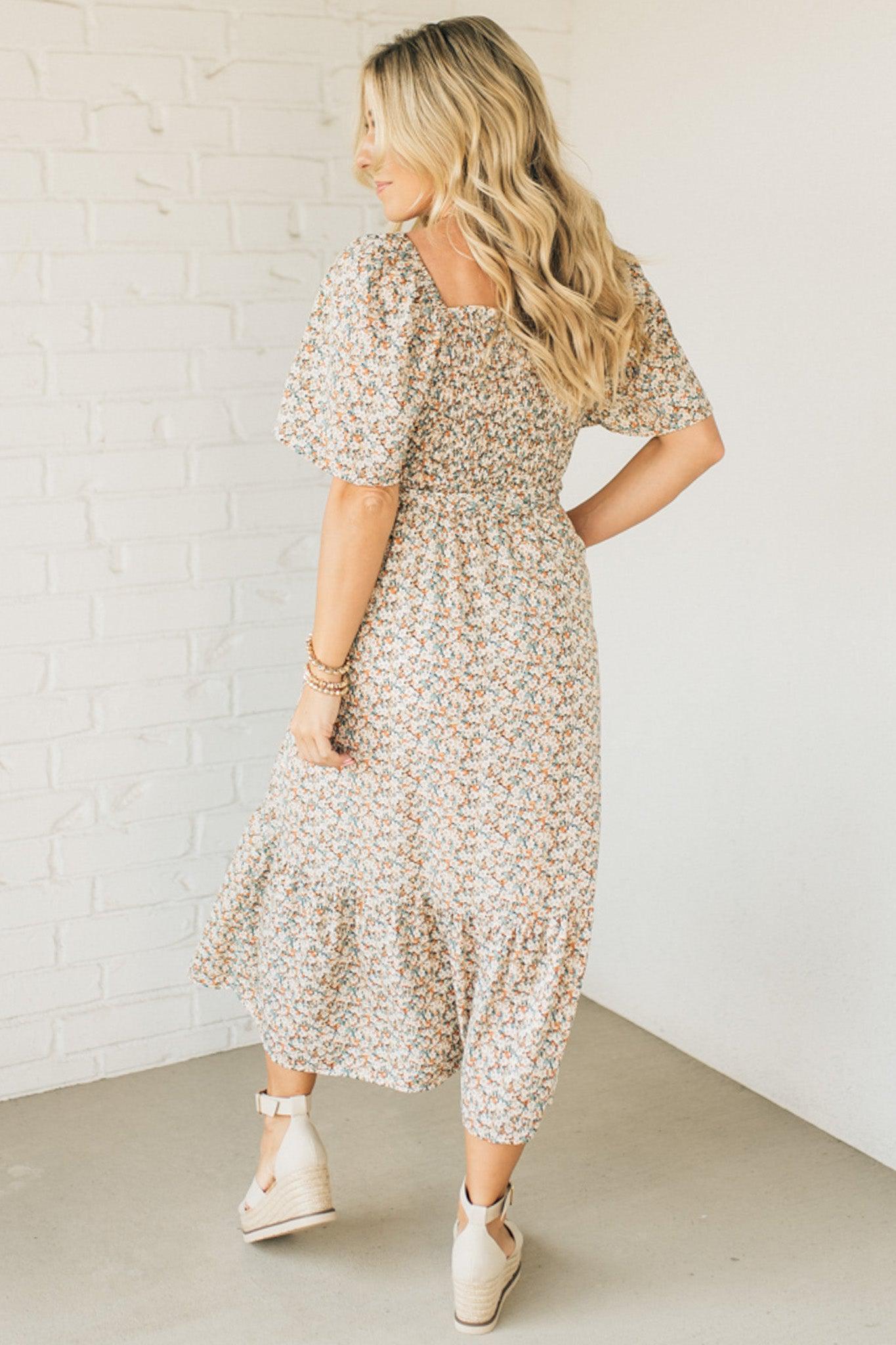 Floral ditsy midi dress best sale