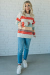 Drop Shoulder Chunky Stripe Sweater