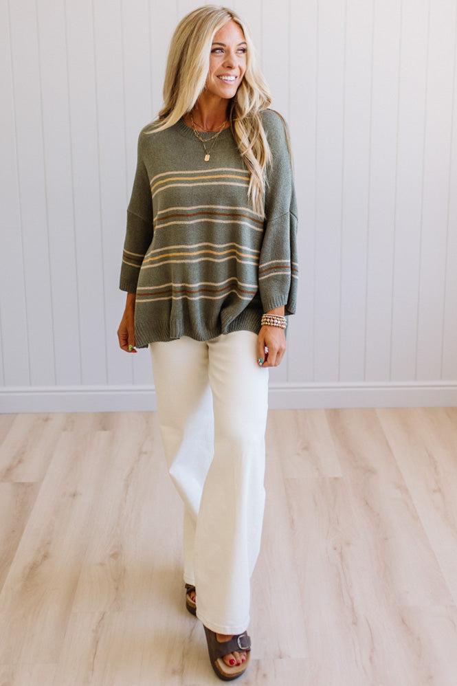 Drop Shoulder Striped Sweater – RubyClaire Boutique
